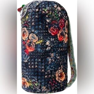 NEW Johnny Was Fleece Drawstring Duffle Bag Rose Floral Print
